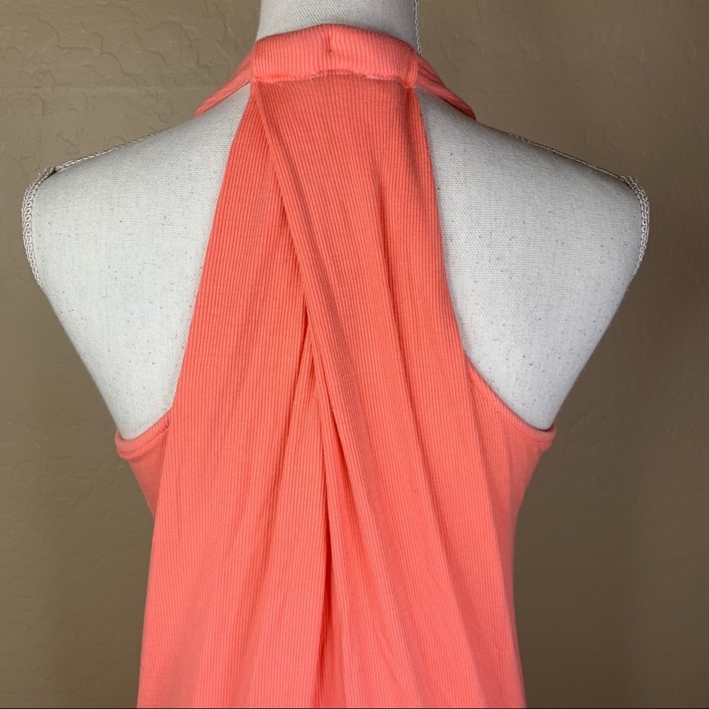Splendid Pink Ribbed Racerback Pleat Back Mini Dress - Picture 6 of 10